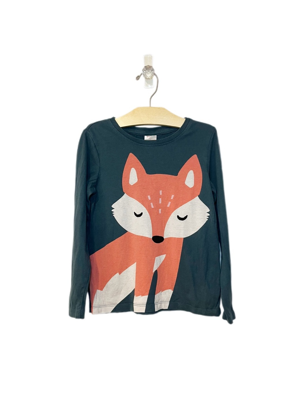 Hanna Andersson 120 / 6-7 Kids Long-Sleeve Fox Graphic Tee